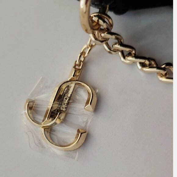 Jimmy Choo Crossbody Clutch Bag, Black and gold litter Velvet Gold Chain New - Picture 4 of 7